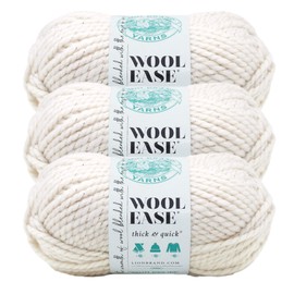 (3 Pack) Lion Brand Yarn 640-308 Wool-Ease Thick and Quick Yarn, 97 Meters, Starlight