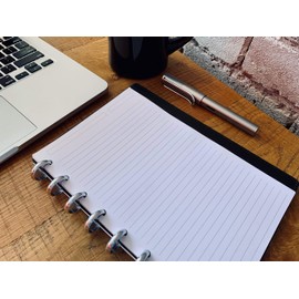 Eleven Discs Discbound Paper, Junior Size Ruled Sheets - Premium 120gsm Heavyweight Notebook & Planner Refills - 8 Discs, 5.5 x 8.5 in - Punched for Circa, Arc, TUL (50 Sheets)