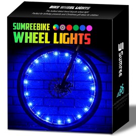 Sumree LED Bike Wheel Lights, 2-Tire Pack Bicycle Lights with Batteries Included - Stocking Stuffer Birthday Gift for Kids, Adults, Boys, Girls - Color: Blue