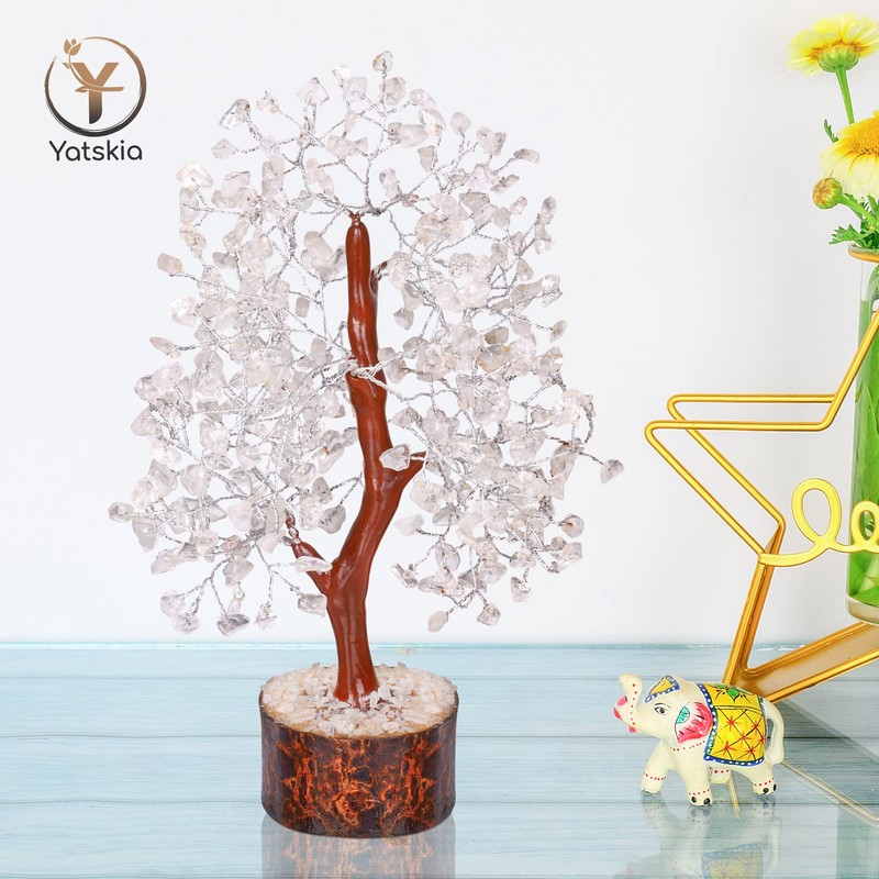 YATSKIA Clear Quartz Crystal - Tree of Life Chakra, Stone