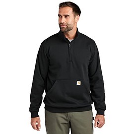 Loose Fit Midweight Quarter-Zip Mock-Neck Sweatshirt Black