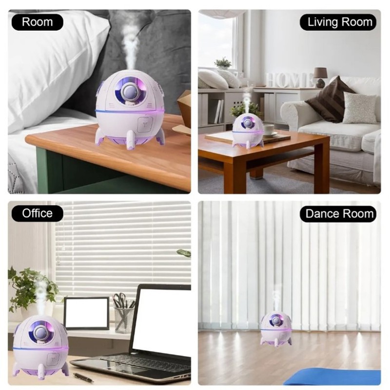 Mini USB Humidifier Cute Spaceship Shaped Humidifier Portable Household Ambient