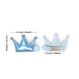"Honbay 12PCS Glitter Shiny Crown Hair Clips Adorable Hairpins Hair Accessories, 6 Colors (Shiny PU Leather)"