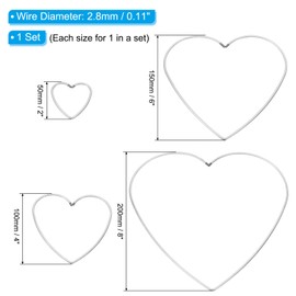 PATIKIL Dream Catcher Rings Set, 4 Sizes Metal Heart Shape Macrame Wreath Floral Ring Hoop for Christmas Decor Home Car DIY Craft Wedding Wall Hanging Decorations, Silver