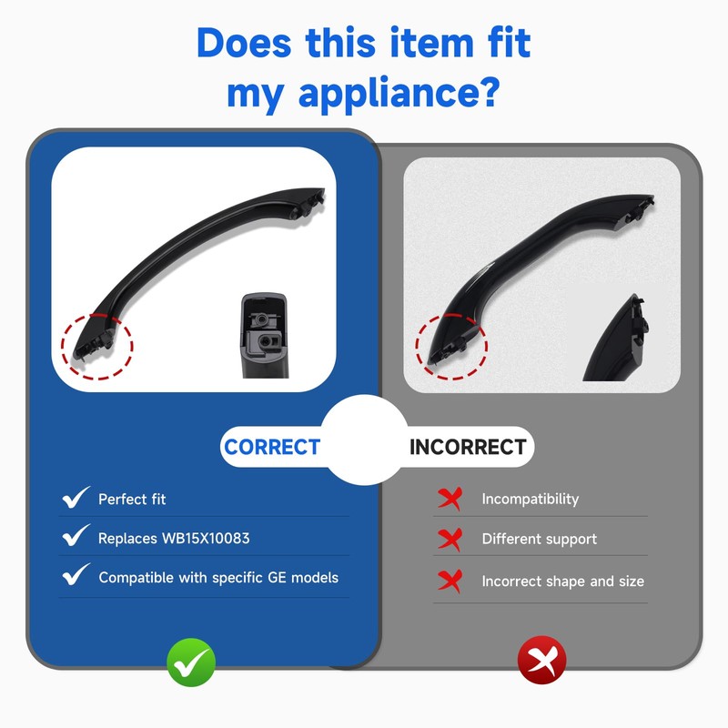 WB15X10022 Microwave Door Handle Black Compatible with GE HotPoint