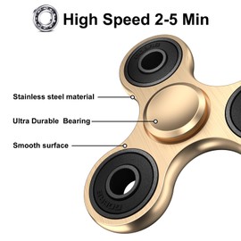 Fidget Spinners Toy, Metal Stainless Steel Bearing High Speed 2-5 Min Spins, EDC ADHD Stress Anxiety Relieves Reducer Fidgets Finger Toys, Spinner Toys for Kids and Adults