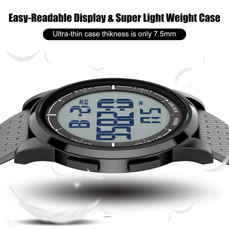 GOLDEN HOUR Ultra-Thin Minimalist Sports Waterproof Digital Watches Men with