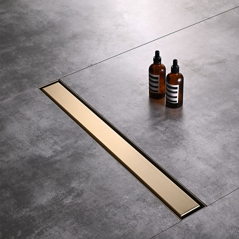 AVSIILE Linear Shower Floor Drain, Brushed Gold 30 Inch 304