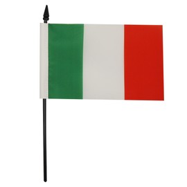Italy Table Flag 4'' x 6'' - Italian Desk Flag 15 x 10 cm - Black plastic stick and base - Drapeau Italie AZ FLAG