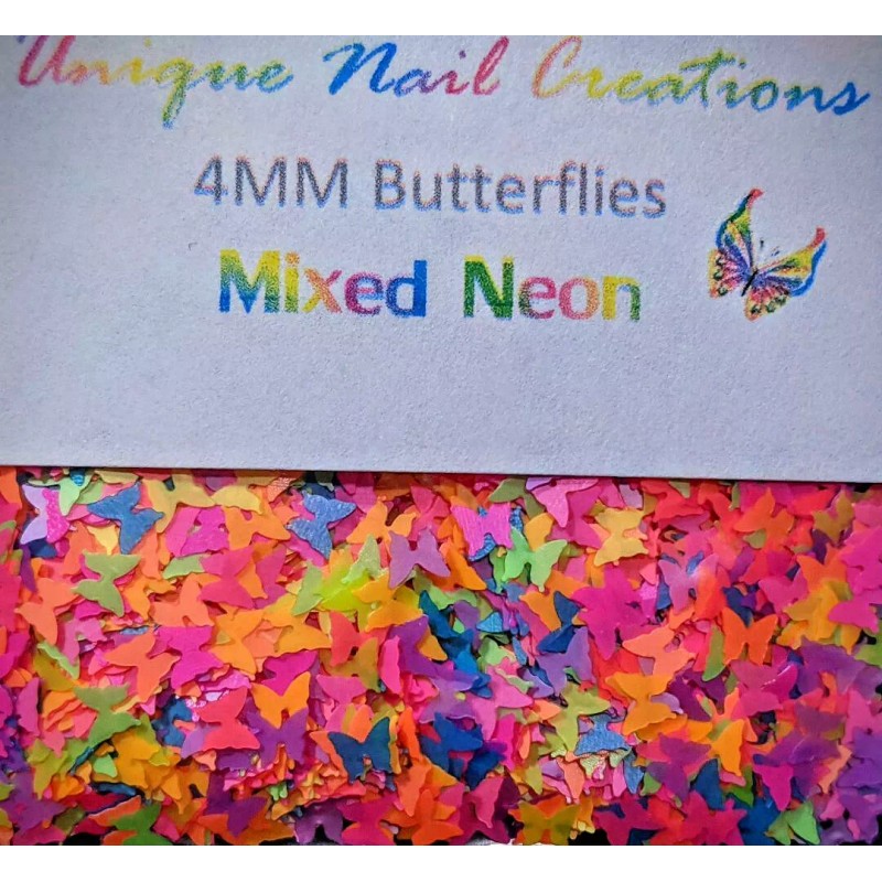 Unique Nail Creations NEON BUTTERFLY GlitterU Choose Color~Nail Art•Acrylic•Ge -
