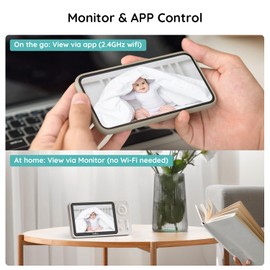 BOIFUN Video Baby Monitor Camera WiFi App & Screen Control, 360° Camera 1080P, Motion & Sound Detection, Auto Tracking, Two-Way Audio, Humidity&Temperature Sensor [Energy Class A+++]