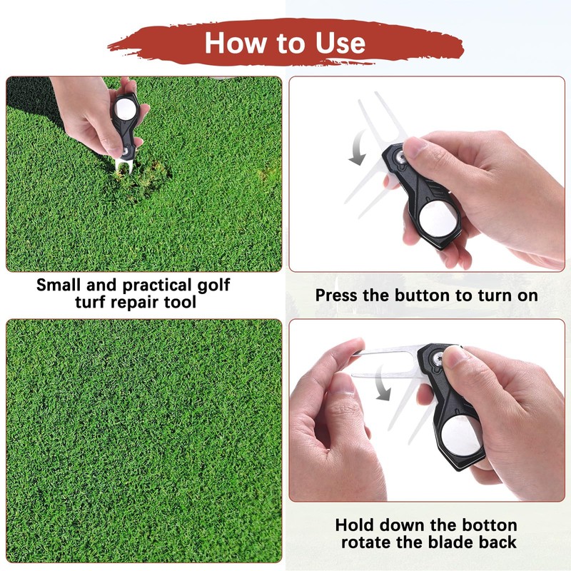 TIXIPEM Golf Divot Repair Tool- Switch Foldable Divot Tool with