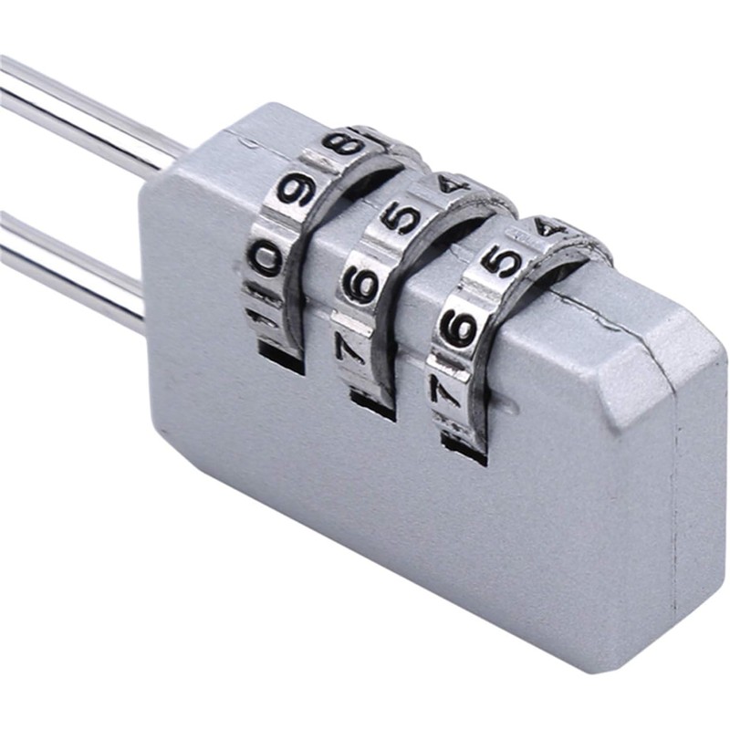 Silver Portable Luggage Locks 3 Digit Combination Padlocks Number Code