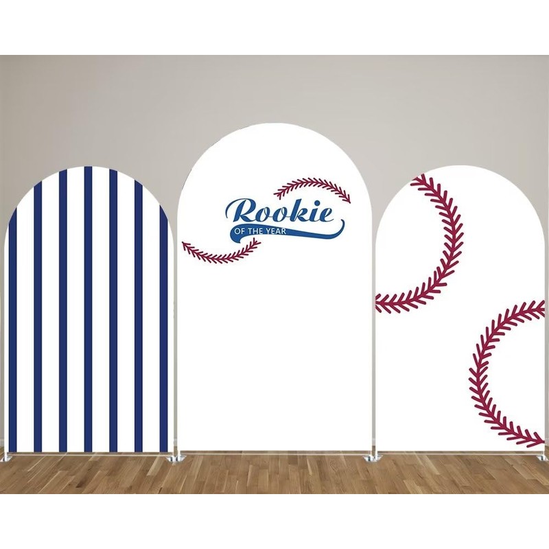 Iydamc Arched Fabric Backdrop Covers for Baseball Party Rookie of