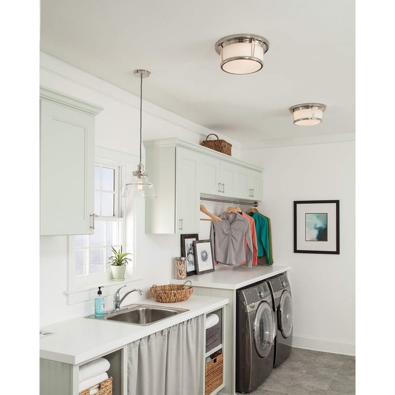 Feiss P1348PAGB/DWZ Baskin Glass Pendant Lighting, Brass, 1-Light (10"Dia x