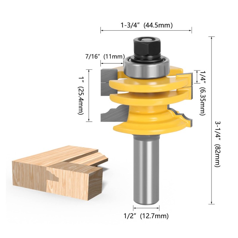 APlus 1/2'' Shank Lock Miter Router Bit, Door & Window