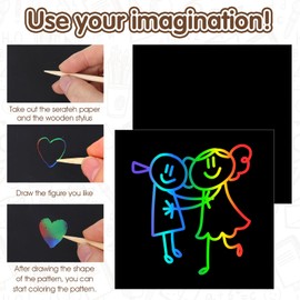 CIATBYYJ 500Pcs Scratch Art for Kids, Paper Black Scratch Off Paper Magic Scratchs Off Crafts, Girls Boys Students Classroom Prizes Bulk Goodie Bags Stuffers Mini Christmas Birthday Gifts