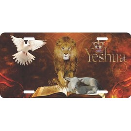 Generic Lion of Judah Yeshua Lamb Lord Jesus Christ Cross Dove Christian License Plate Car Truck Tag