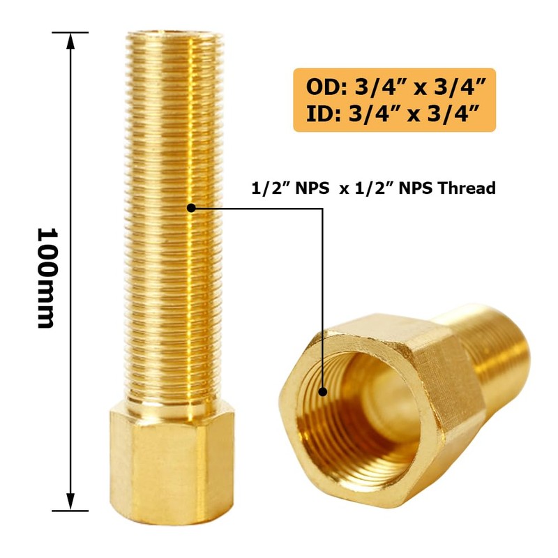 Hooshing 1/2" Male to 1/2" Female Straight Thread Brass Extension