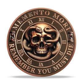 ACGZQY Skull Memento Mori Coin – Tree of Life Memento Vivere Coin with Snake - Stoic EDC Challenge Coin for Daily Practice - Enjoy Today Motivational Reminder Token Stoicism Gifts