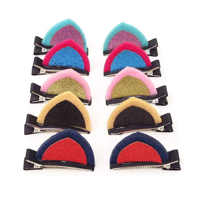 Honbay Sparkle Shiny Sequin Felt Cat Ear Hair Clips -