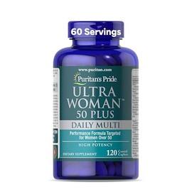 Puritan's Pride Ultra Woman 50 Plus - Multivitamínico diario de liberación de tiempo de alto rendimiento con zinc, suplemento dietético para un enveje