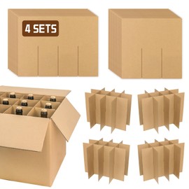 DEZIBOX 4 Sets Glass Dividers for Moving Boxes Fits 16x12x12 Inch Box, Cardboard Dividers for Boxes, Wine Boxes for Shipping & Glass Packing Kits (Box Not Included)