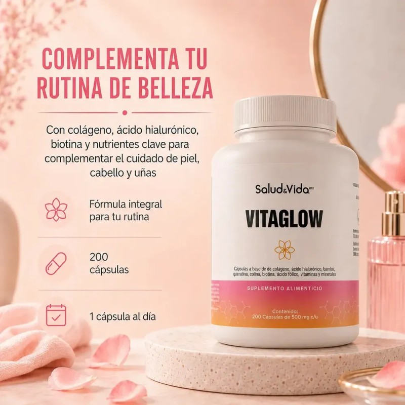 Salud&Vida MX - Vitaglow | Biotina, Colágeno, Ácido Hialurónico y