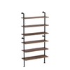 Anynice 6 Tier Industrial Ladder Pipe Shelf Bookcase, Rustic Wall