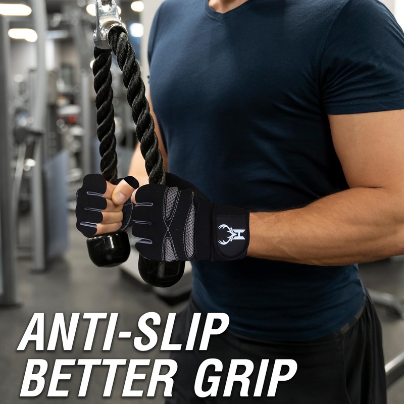 HHH Gym Gloves,Training Gloves Full Wrist Support,Breathable Extra Grip Palm