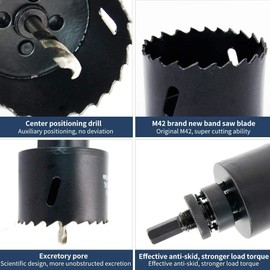2.36inch Hole Saw LAIWEI Bi-Metal Hole Saw 60mm with Heavy Duty Mandrel, HSS 2-3/8"Hole Cutter for Metal Pipe,Wood,Sheet Metal,etc. 2 locking pins make the tool stronger and drilling easier