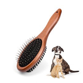Wagably Double-Sided Pet Slicker Brush for Dogs and Cats - Professional Grooming Comb with Pins and Bristles - Ideal for Long and Short Hair - Shedding and Tangle Removal - Durable and Gentle Brush