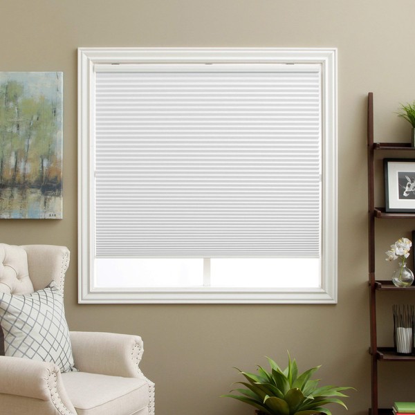 Cellular Shades Cordless Blackout Honeycomb Blinds Fabric Window Shades White(Blackout), 39" W x 64" H