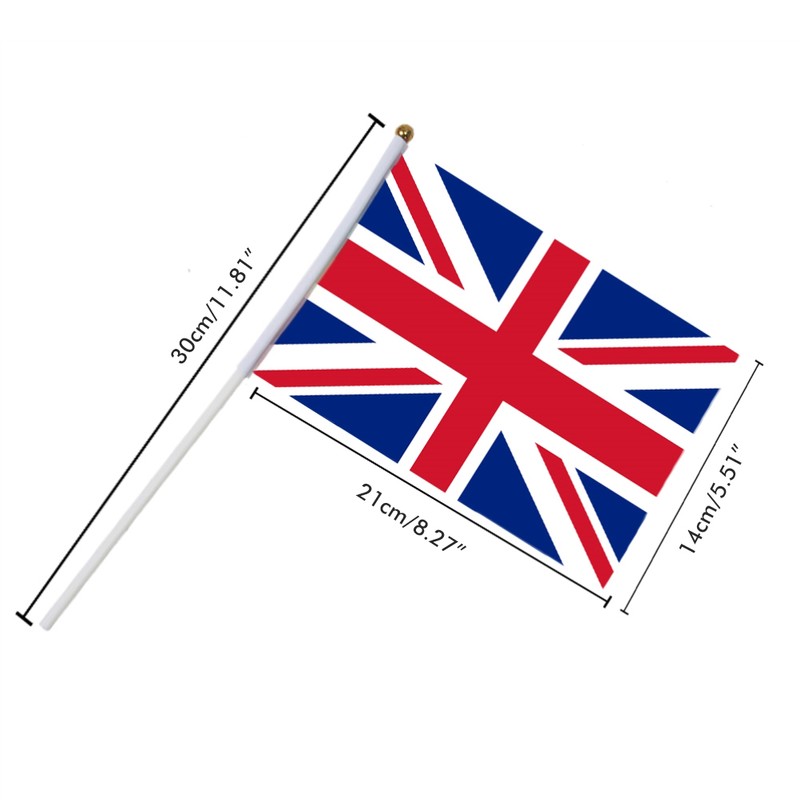 100Pcs Union Jack Mini Flags Hand Held Stick Flags Small