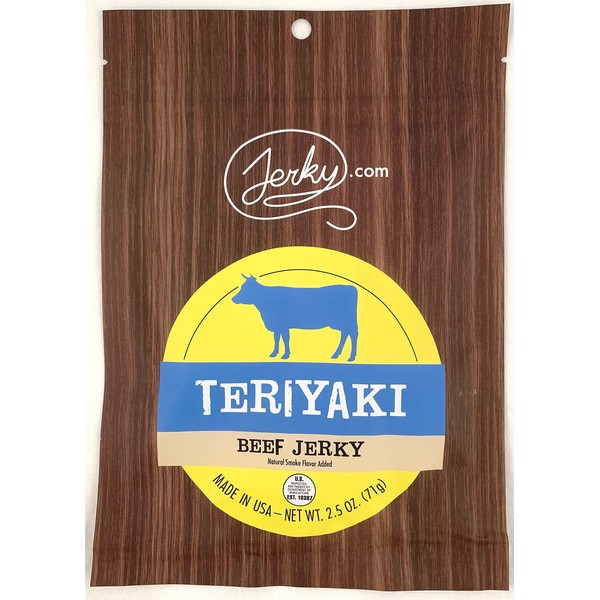 Jerky.com's Teriyaki Beef Jerky - All-Natural, No Added Preservatives, No Added Nitrites or Nitrates - 2.5 oz.