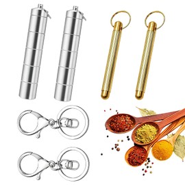 KxrTpx 6 Pcs Set Camping Cooking Set, Portable Spice Jars with Five Compartments, Magnetic Spice Jars for Outdoor Enthusiasts, for BBQ and Kitchen Use, 6-Piece Set with White K-308 Lobster Clasps