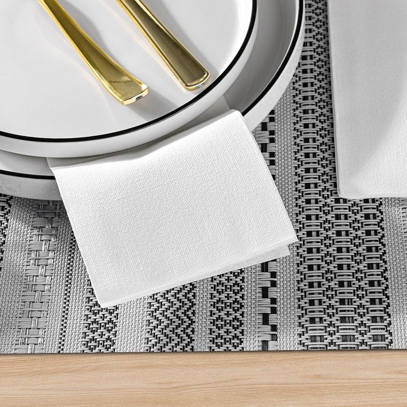 200 PCS White Paper Napkins Disposable, Hand Towels, Linen Feel