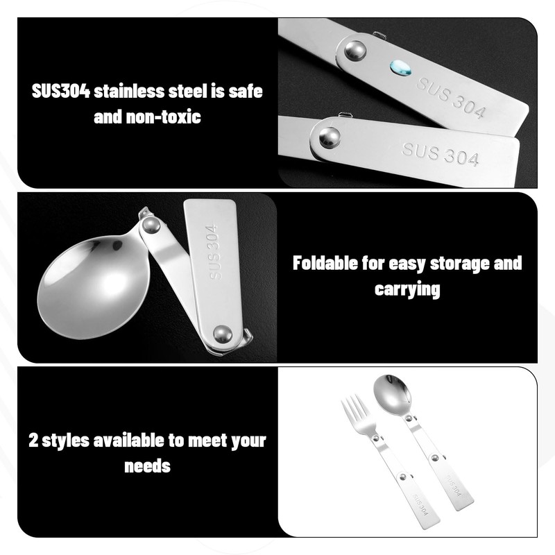 4 PCS Foldable Fork and Spoon Set,Tableware for Outdoors Travel