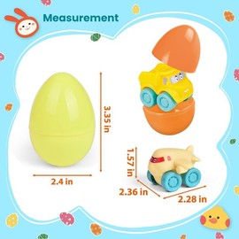 18PCS   Prefilled with Rubber Cartoon Cars for Kids   Hunting  Stuffers Goodie Bag Fillers Party Favor Supplies Gifts easter eggs