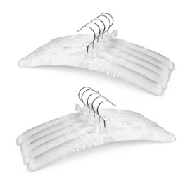 HOUSE DAY Satin Padded Hangers 10 Pack 17 Inch No Shoulder Bump for Women Clothes Bridal Hangers for Wedding Dress（White ）