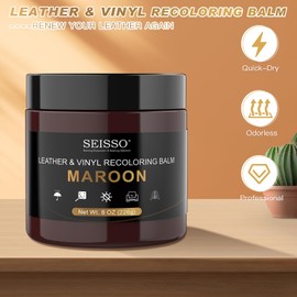 SEISSO Leather Repair Kit, 200 g Leather Repair Cream, Leather Balm, Leather Restorer, Leather Scratch Repair for Belts, Shoes, Car Seats, Sofas, Leather Care Balm, Reddish Brown