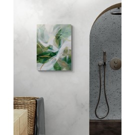 AWFTSTL Abstract Wall Art Painting, Green And Gold Wall Decor Home Decor, White Canvas Wall Art For Living Room, Bedroom Kitchen Wall Art Prints Bathroom Decorations 12×16in