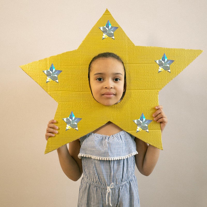 Holographic Star Stickers, 1" Self Adhesive Sparkly Star Stickers Reward