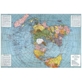 Flat Earth Map Polar Azimuthal Equidistant Projection 1943 WWII Poster 20x30