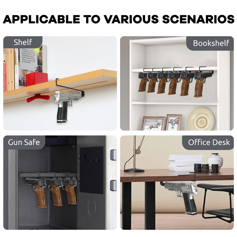 LOIUO 2 PCS Gun Rack Pistol Hangers for Gun Safe