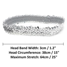 Haar Band Voll Silber Polyester Silber 38 x 3cm Stirnband