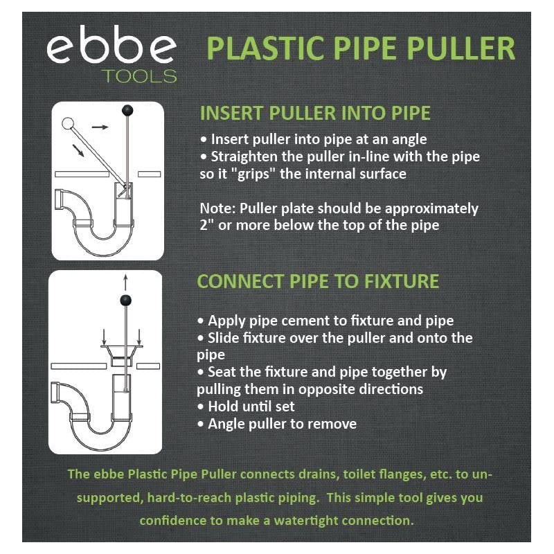 Ebbe Plastic PIPE PULLER for 1.5in, 2in, 3in Plastic Pipe