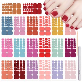 DANNEASY 20 Sheets Toe Nail Stickers Solid Color Toenail Polish Strips Nail Wraps for Women Self Adhesive Toes Nail Polish Stickers Toenails Manicure Sticker with Nail File, Cuticle Stick