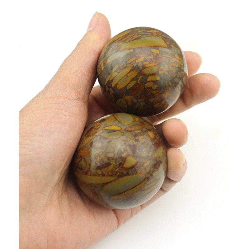juanxian 2" Feng Shui Nuwa Stone Baoding Balls Chinese Health