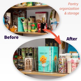 Pantry Organizers and Storage and Cabinet Organizer, 4 Pack - Kitchen Organizers and Storage, Great Fridge or Snack Organizer - Perfect in Refrigerator or Cupboard Shelf